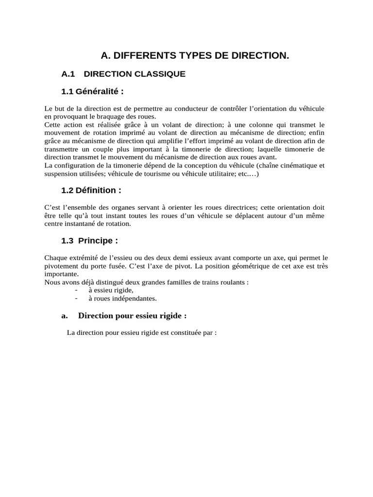 Types de direction automobile | PDF | Pompe | Direction (automobile)