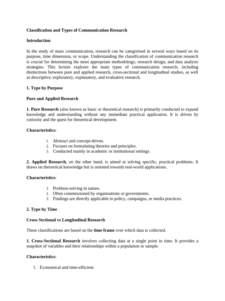 Types and Classification of Communication Research | PDF | Hypothesis ...