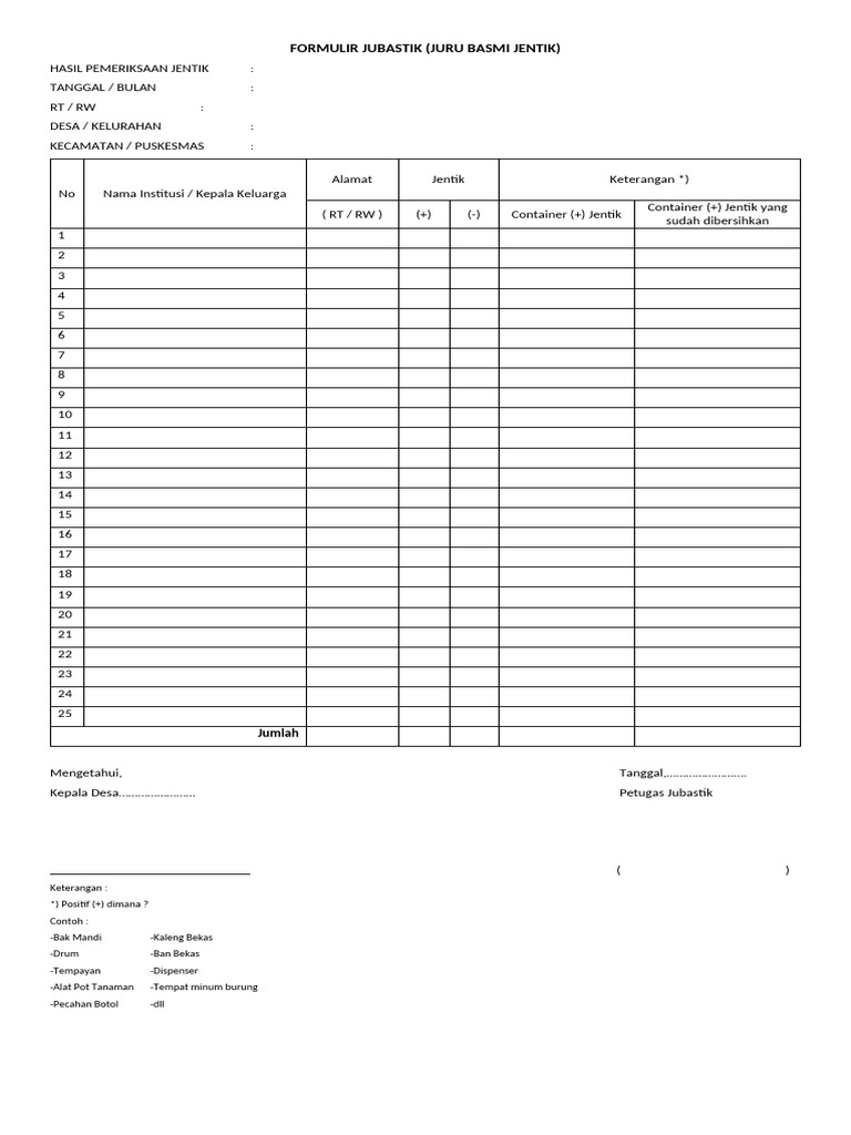 Formulir Juru Basmi Jentik | PDF