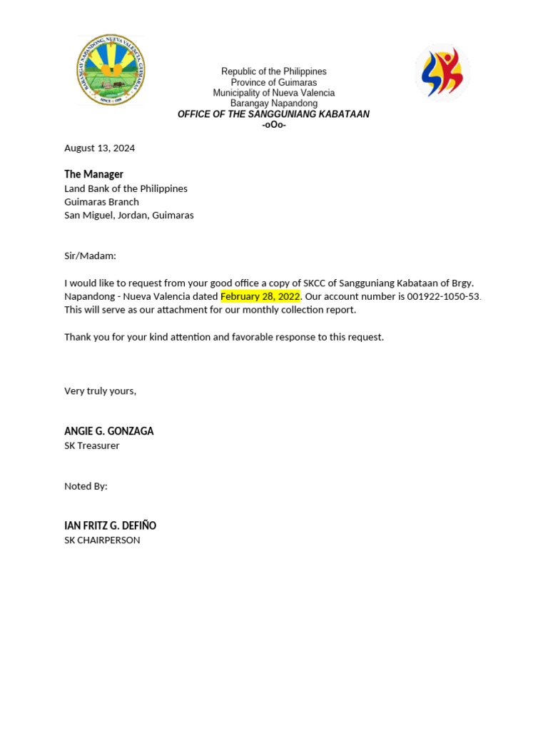 Request for SKCC Copy from Landbank | PDF