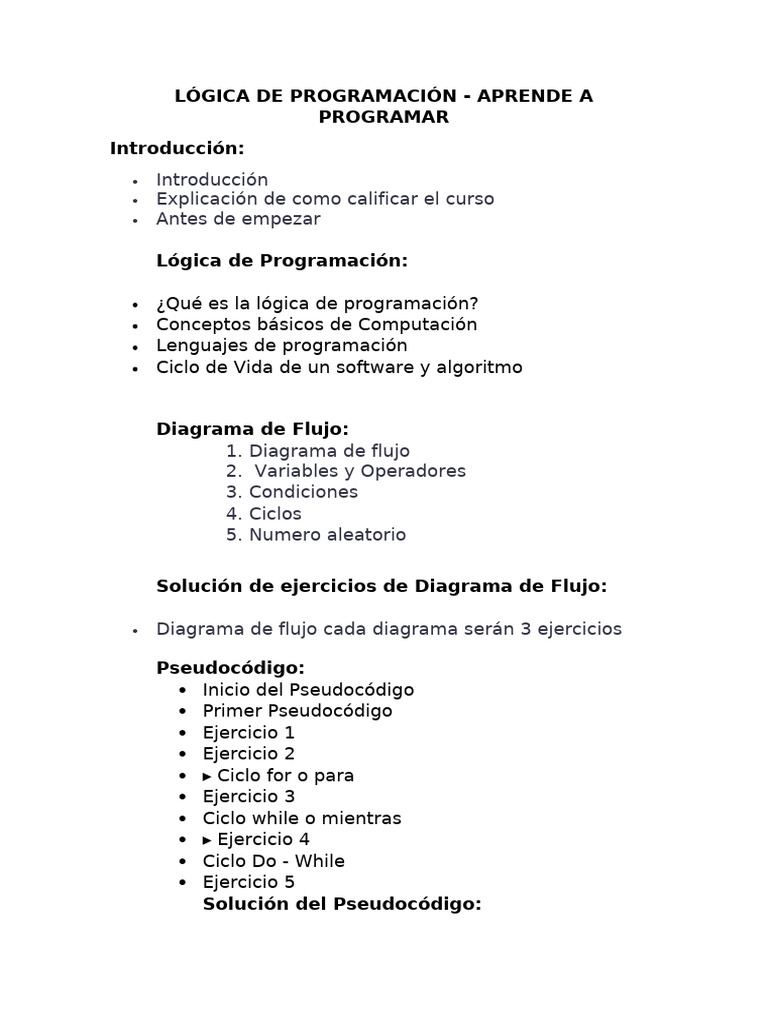 Lógica de Programación y Ejercicios | PDF