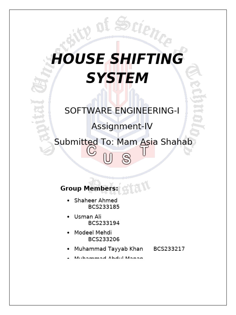 House Shifting System SE Project Proposal | PDF | Databases | Mobile App