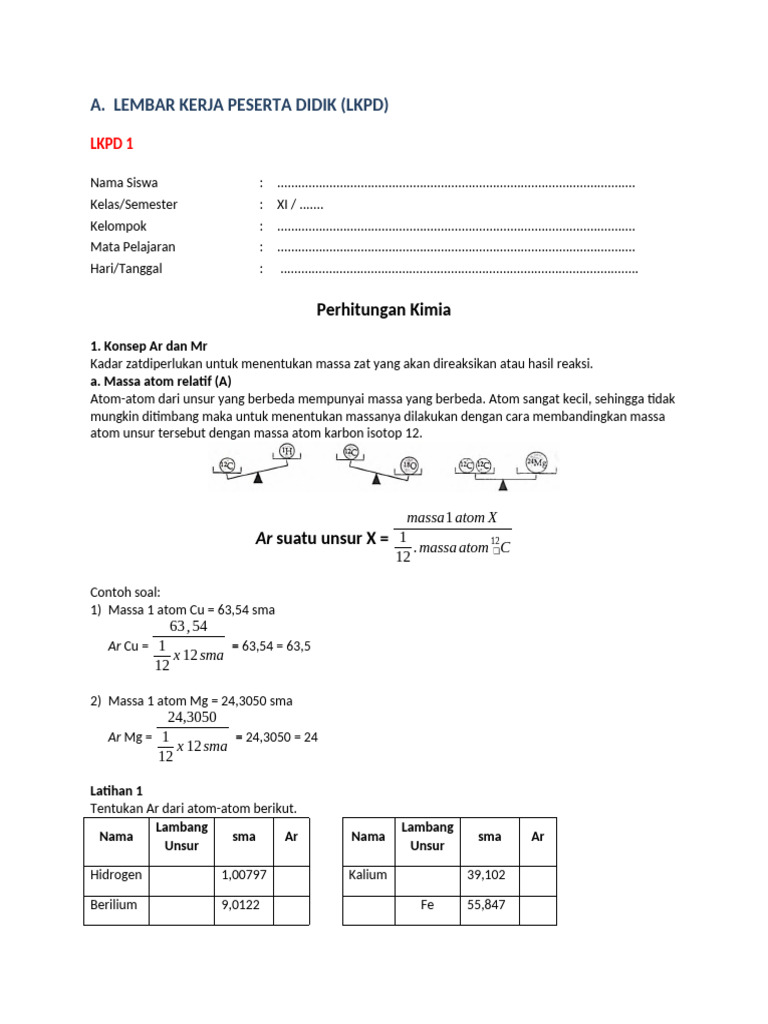 Perhitungan Ar, Mr, dan Rumus Kimia | PDF