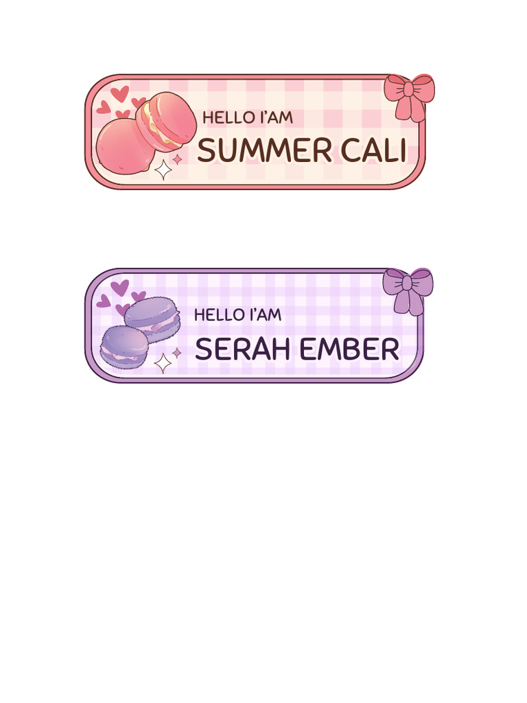 Pink and White Colorful Name Label Document A4 | PDF