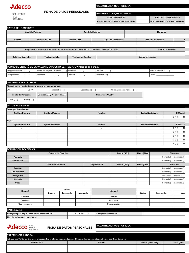Ficha de Datos 2025 - V.03 | PDF | Gestión de recursos humanos | Business