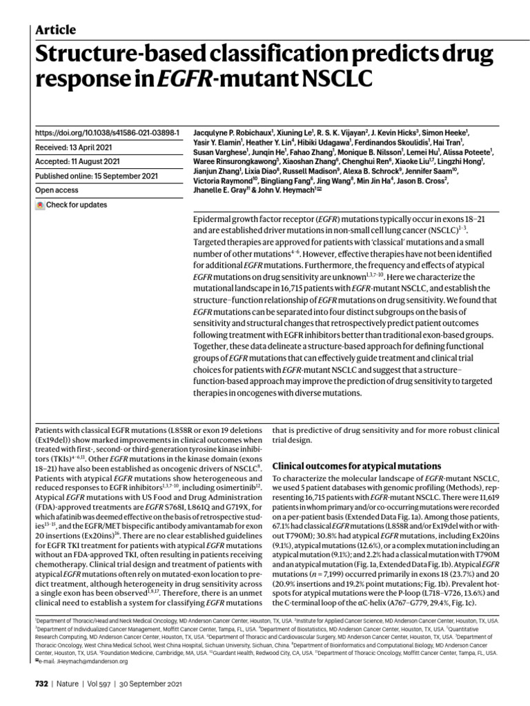 2021 EGFR Structure Based Classification MDACC | PDF | Epidermal Growth ...