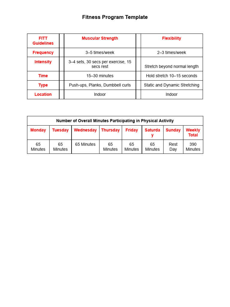 FITT Guidelines for Flexibility Training | PDF