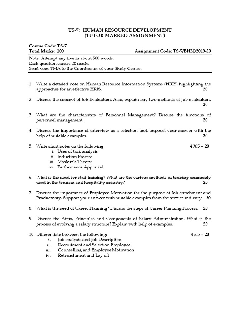 Human Resource Development Assignment TS-7 | PDF