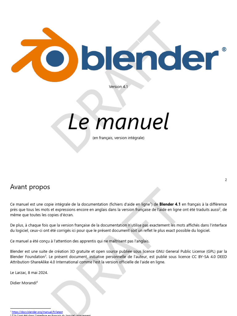 Manuel complet de Blender 4.1 en français | PDF | Blender | Logiciel ...