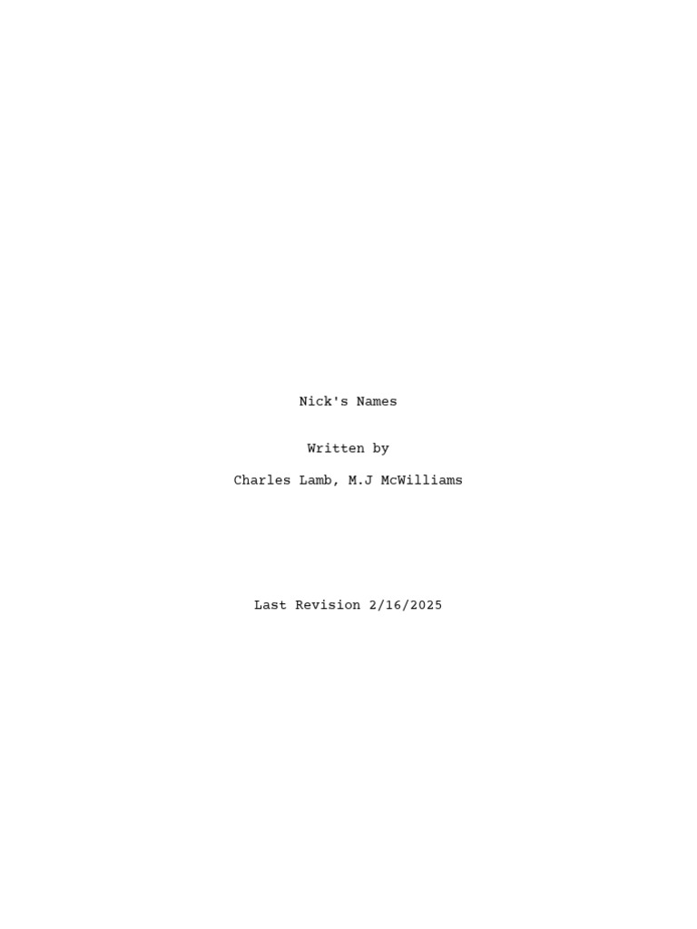 Nick's Names: A Comedic Script | PDF