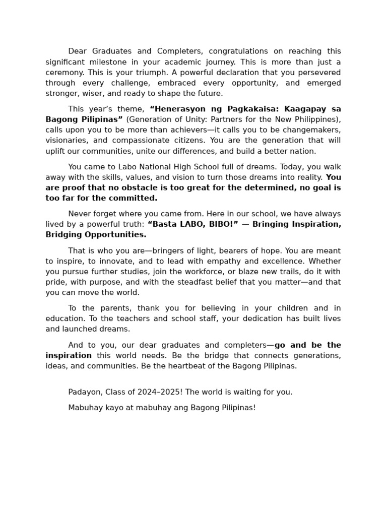 Principal Grad Message 2025 | PDF