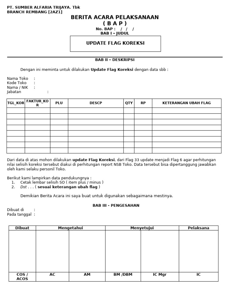 Update Flag Koreksi: Dari Flag 33 ke 6 | PDF