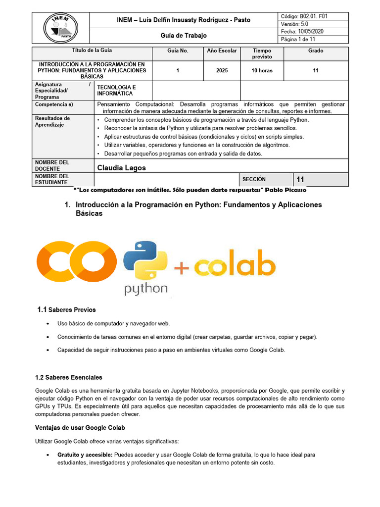 B02.01.F01 Guia de Trabajo 1 Introduccion A Programacion Pyton - 11 ...