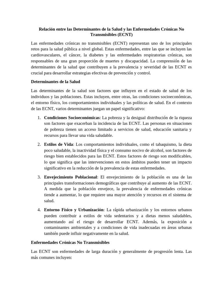 Determinantes de Salud y ECNT | PDF | Condicion cronica | Las ...