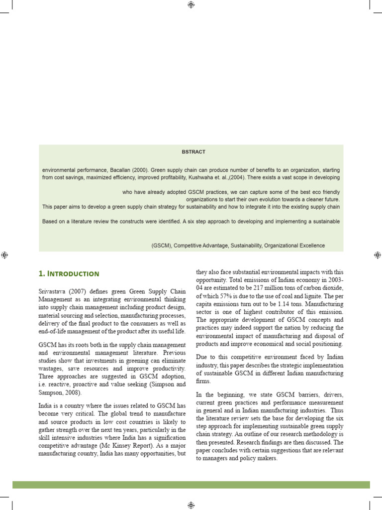 Green Supply Chain Strategy for India | PDF | Supply Chain Management ...