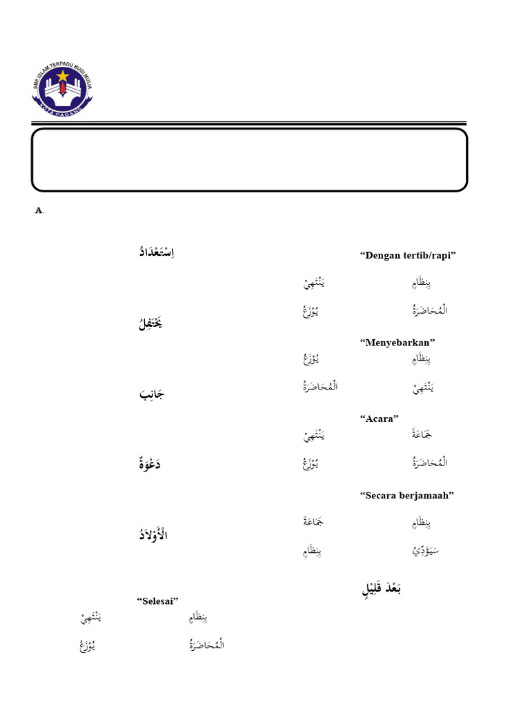 Soal Bahasa Arab Kelas 9 SMP | PDF