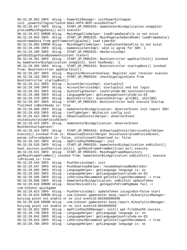 GameCenterBizApplication Startup Logs | PDF | Computing | Software