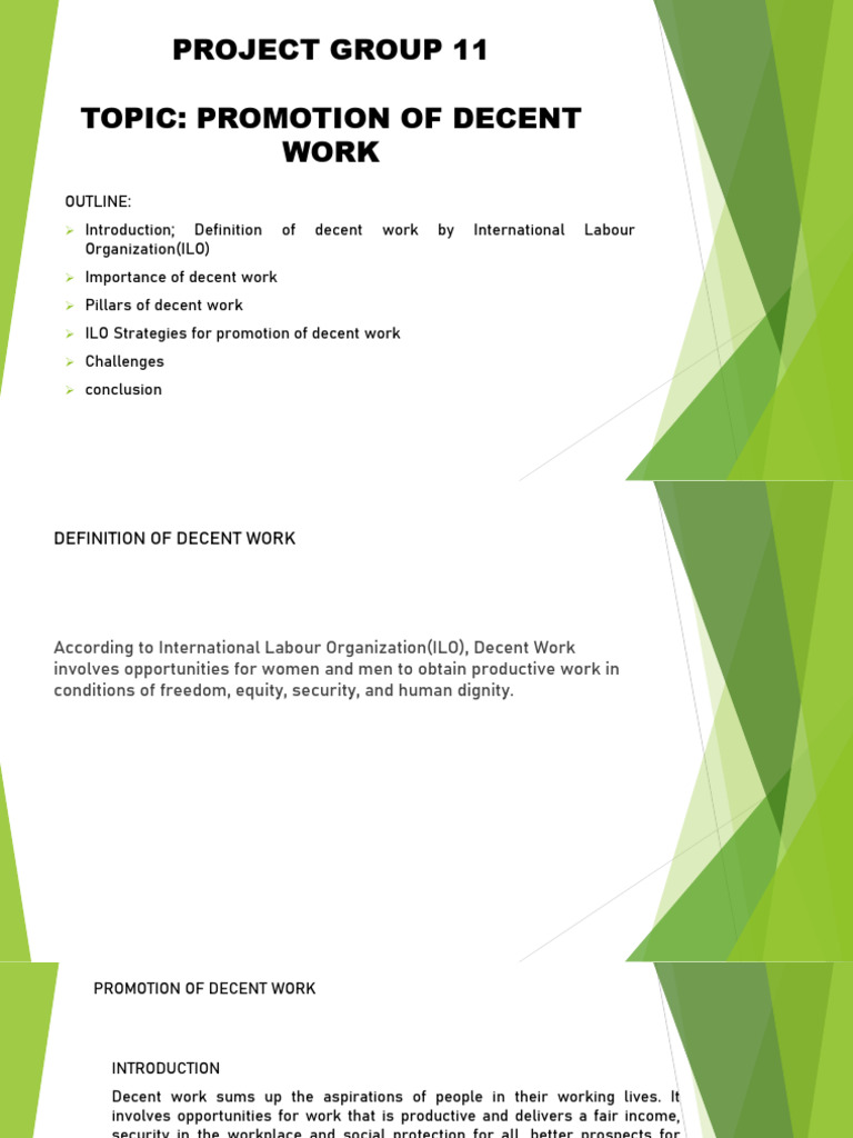 Promoting Decent Work: ILO Insights | PDF | Employment | Social Protection