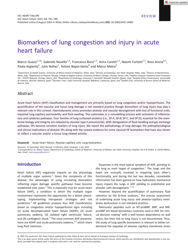 ESC Heart Failure - 2024 - Guazzi - Biomarkers of Lung Congestion and ...