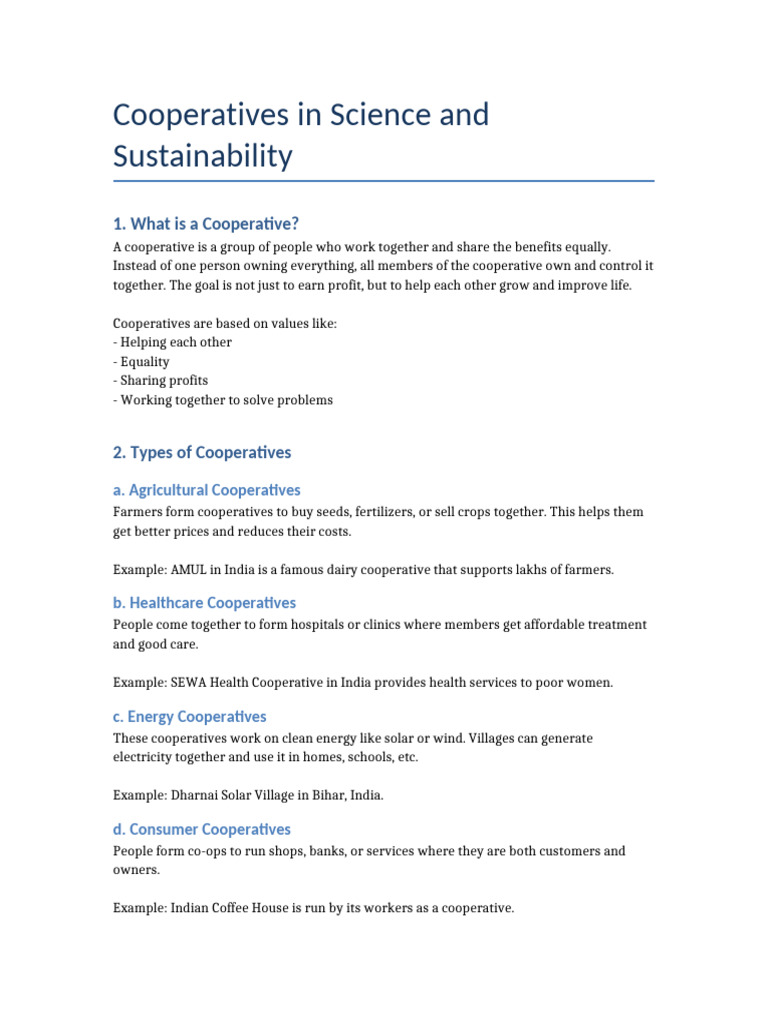 Cooperatives: Key to Sustainable Development | PDF | Cooperative ...