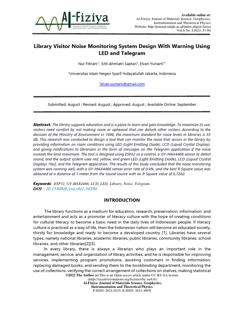 Library Noise Monitoring System Design | PDF | Light Emitting Diode ...