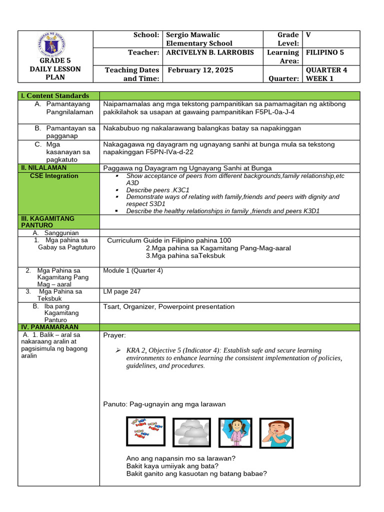 Demo Lesson Plan in Grade 5 Quarter 4 WK 1 | PDF