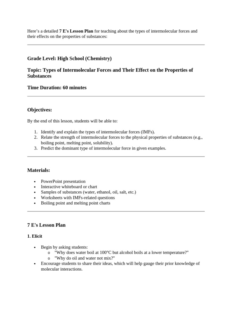 Types of Intermolecular Forces and Their Effect On The Properties of ...