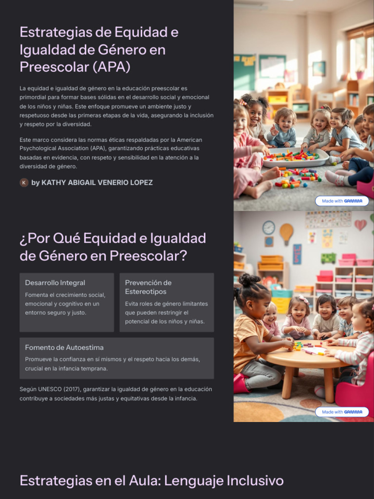Estrategias de Igualdad de Género en Preescolar | PDF | Educación de la ...
