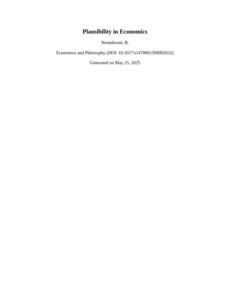 Plausibility in Economic Theories | PDF | Economics | Theory