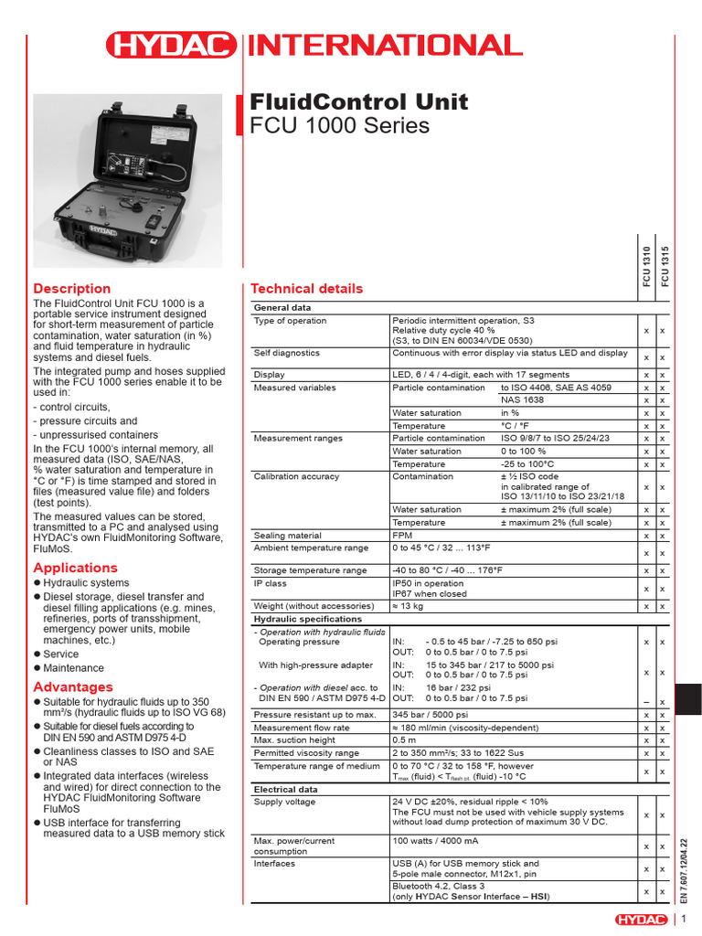 FluidControl Unit FCU 1000 Overview | PDF | Diesel Fuel | Power Supply