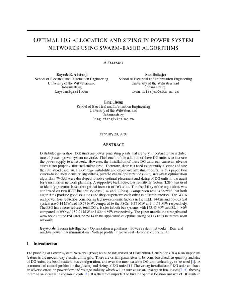 Optimal DG Sizing in Power Systems | PDF | Applied Mathematics ...