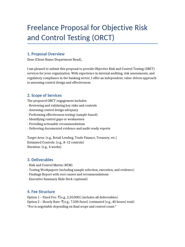Freelance ORCT Proposal for Banking Sector | PDF