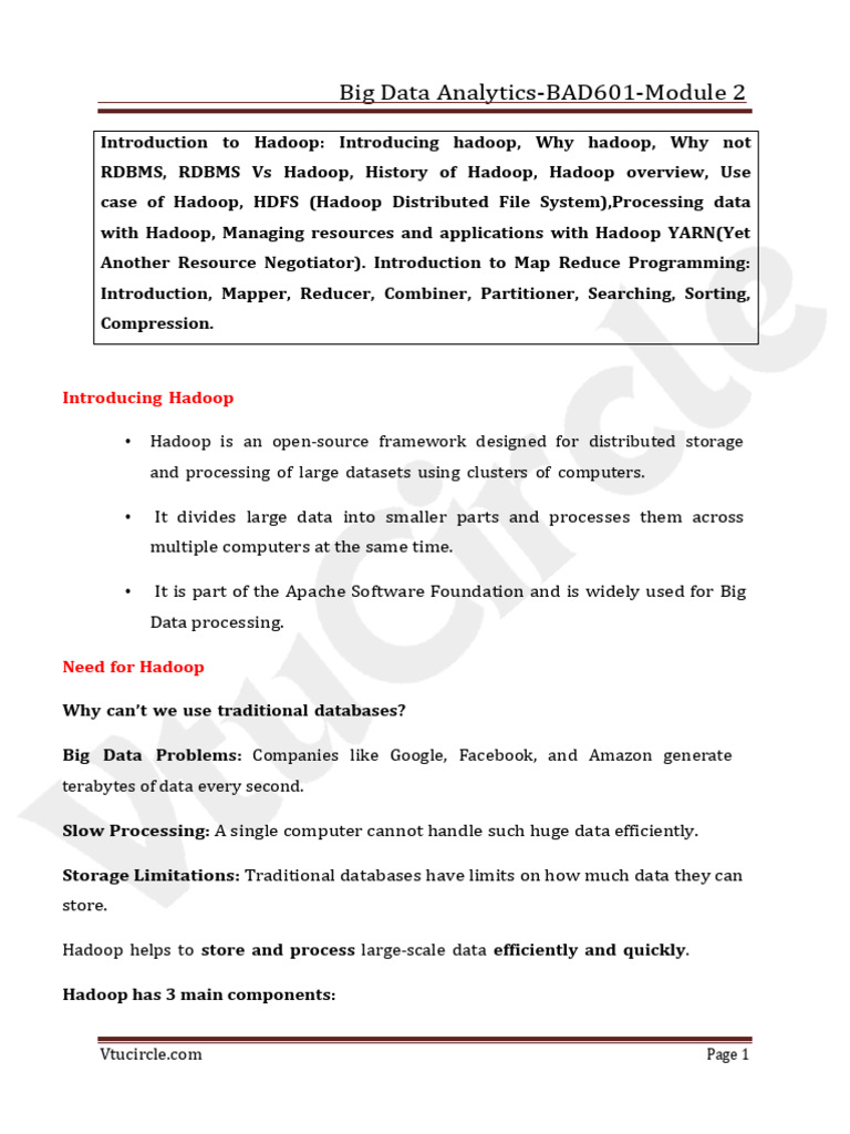 Introduction to Hadoop for Big Data | PDF | Apache Hadoop | Map Reduce