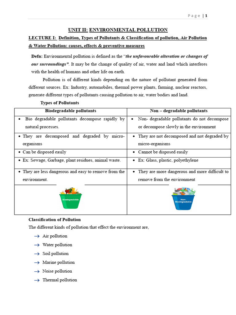 Types and Causes of Environmental Pollution | PDF | Water Pollution | Soil