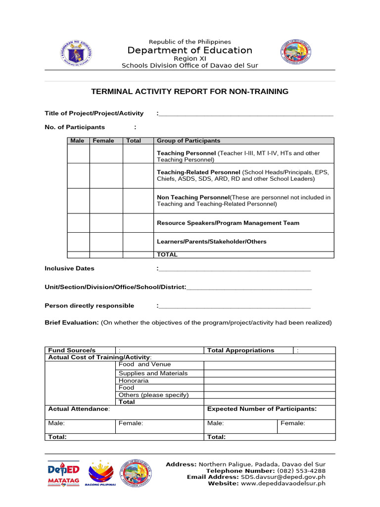 Davao del Sur Terminal Activity Report | PDF