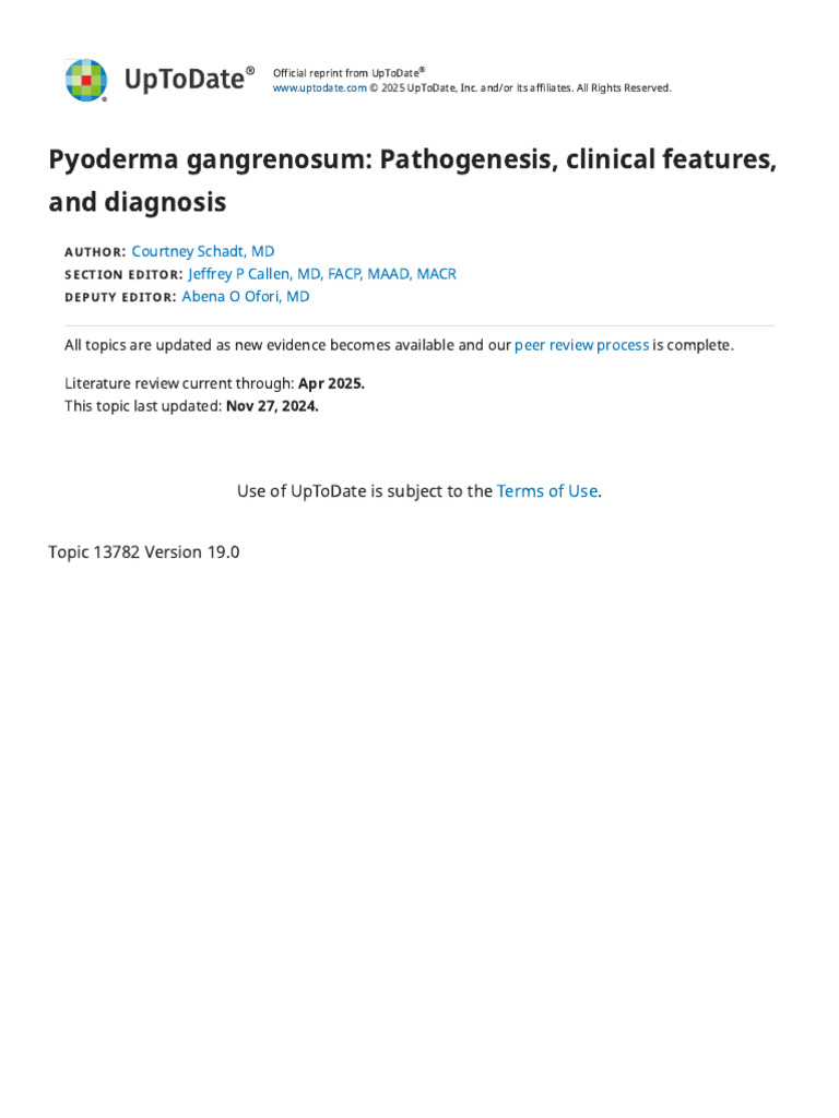 Pyoderma Gangrenosum - Pathogenesis, Clinical Features, and Diagnosis ...