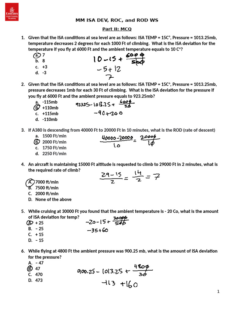 ISA Deviation and ROD Calculations | PDF