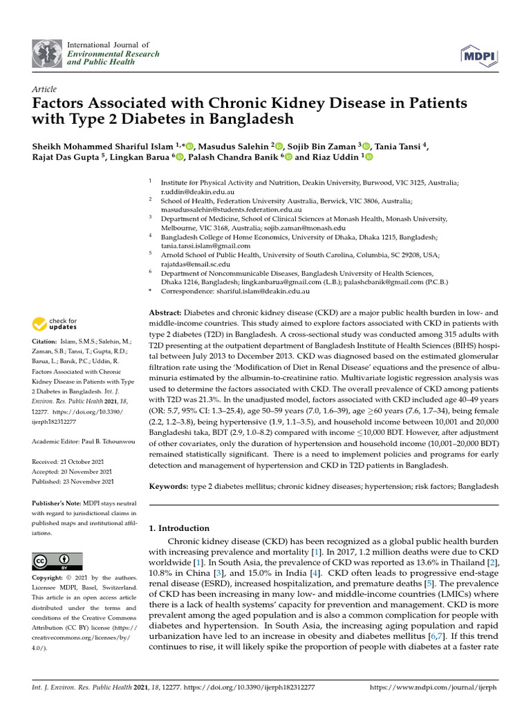 CKD Factors in Type 2 Diabetes Patients in Bangladesh | PDF | Chronic ...