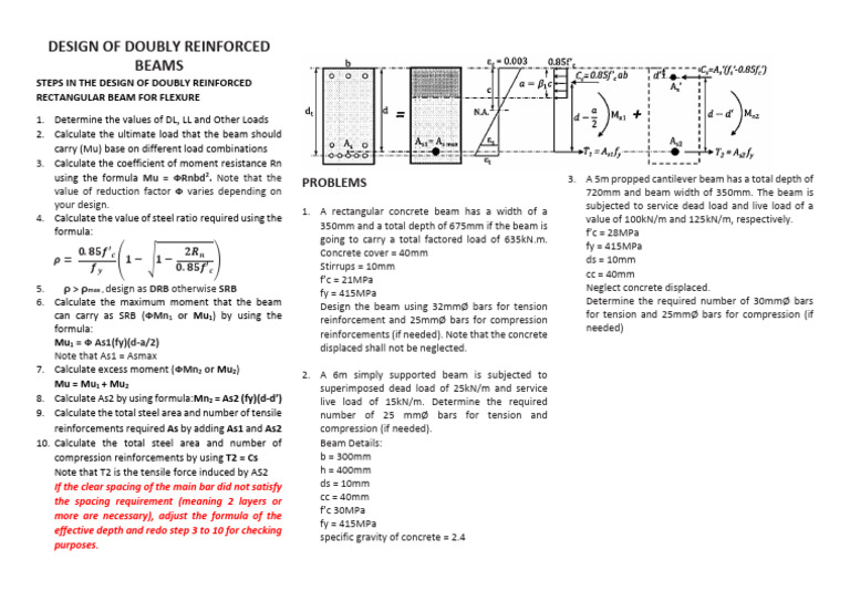 Vi. Design of Doubly Reinforced Beams | PDF | Beam (Structure) | Materials