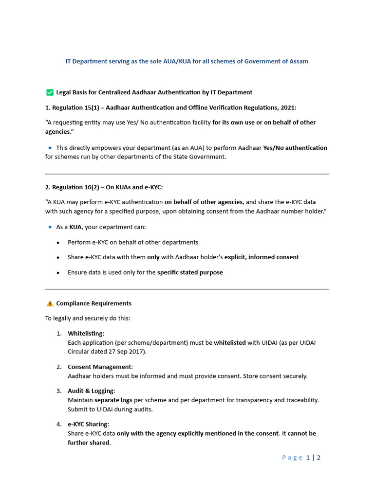 IT Department Serving As The Sole AUA | PDF