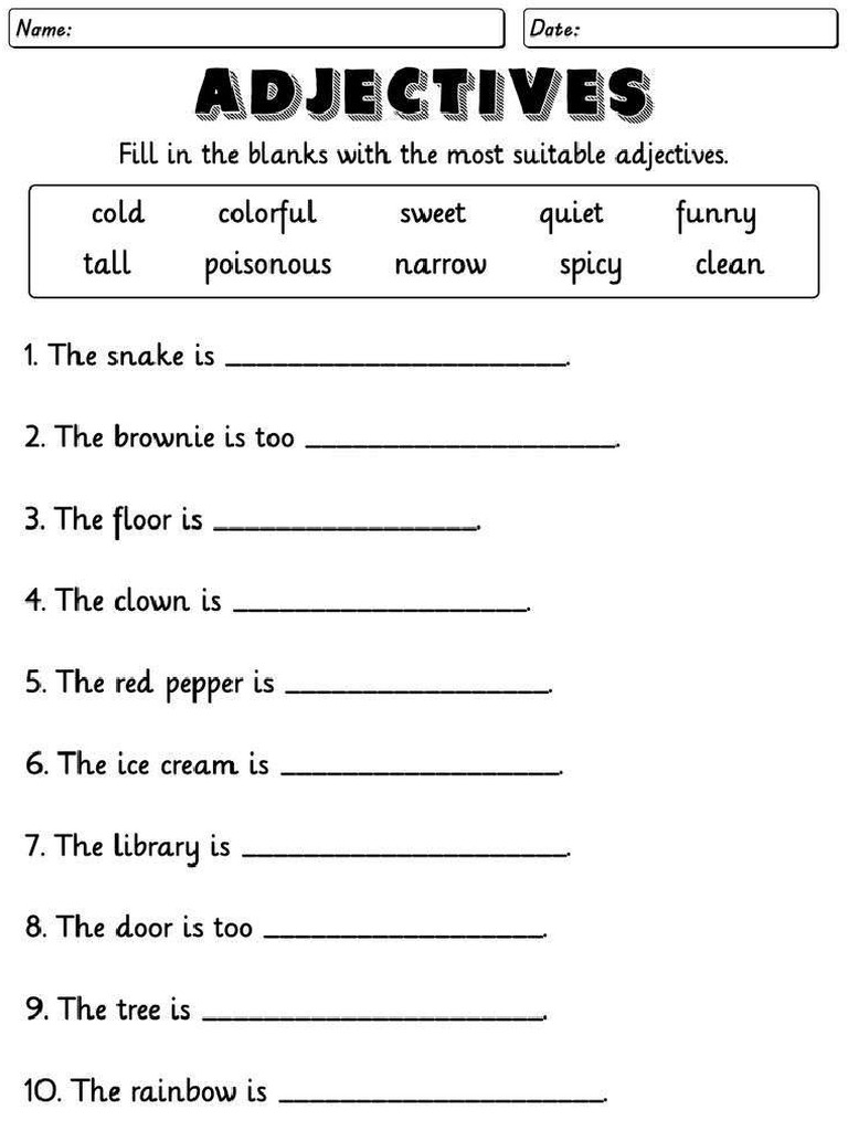12 English Worksheets For Grade 2 | PDF