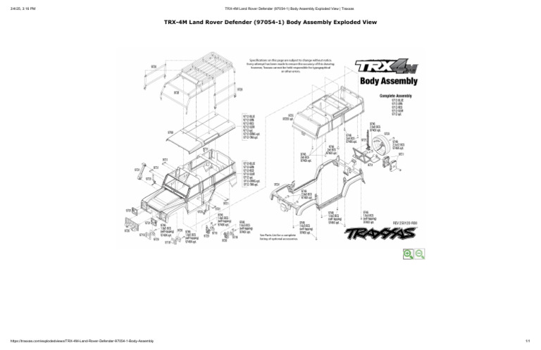 TRX-4M Land Rover Defender (97054-1) Body Assembly Exploded View ...