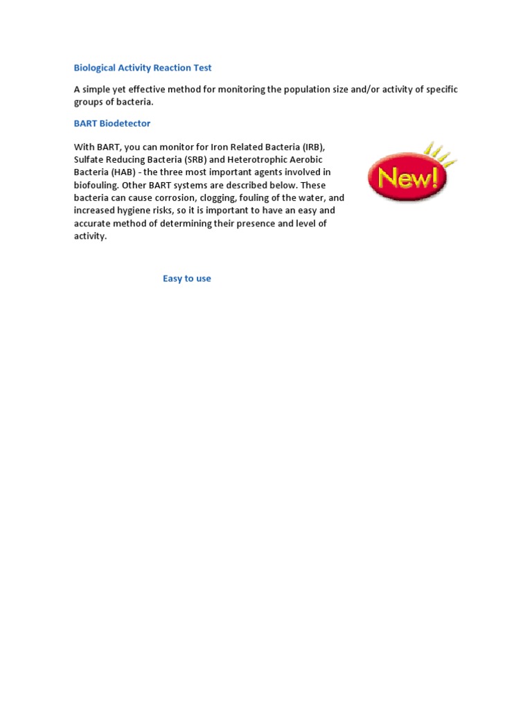 Biological Activity Reaction Test PDF Bay Area Rapid Transit Bacteria