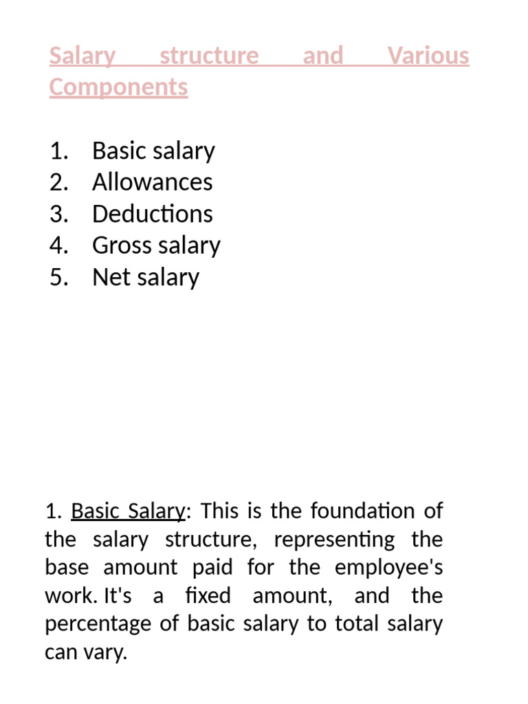 Salary Structure and Components Explained | PDF | Cost Of Living | Tax ...