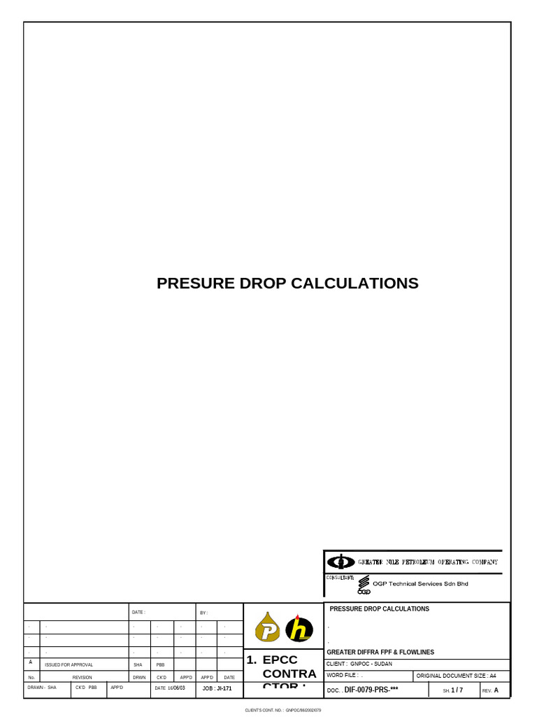 Pressure Drop Calculations for GNPOC | PDF | Pressure | Barrel (Unit)