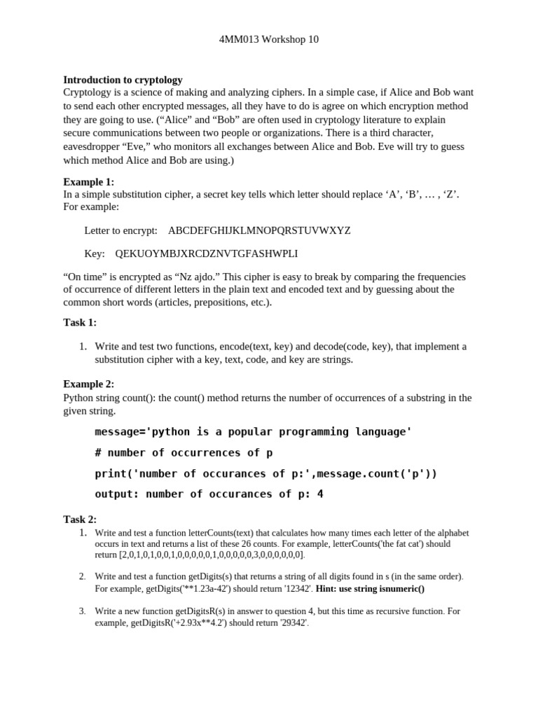 Introduction to Cryptology Workshop | PDF | Cryptography | Cipher