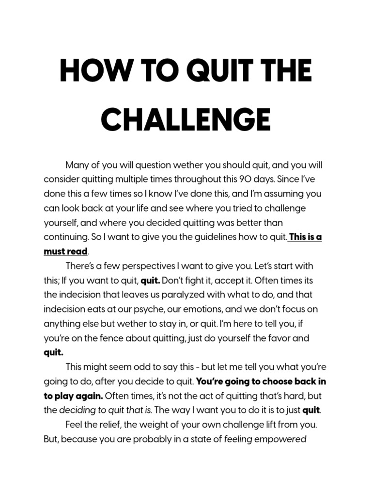 Guidelines for Quitting a Challenge | PDF | Behavioural Sciences ...