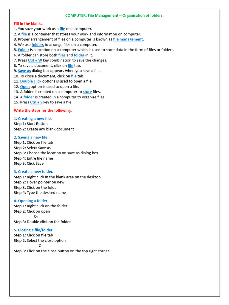 File Management - Organisation of Folders. | PDF