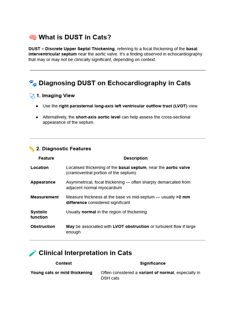 Understanding DUST in Cats | PDF