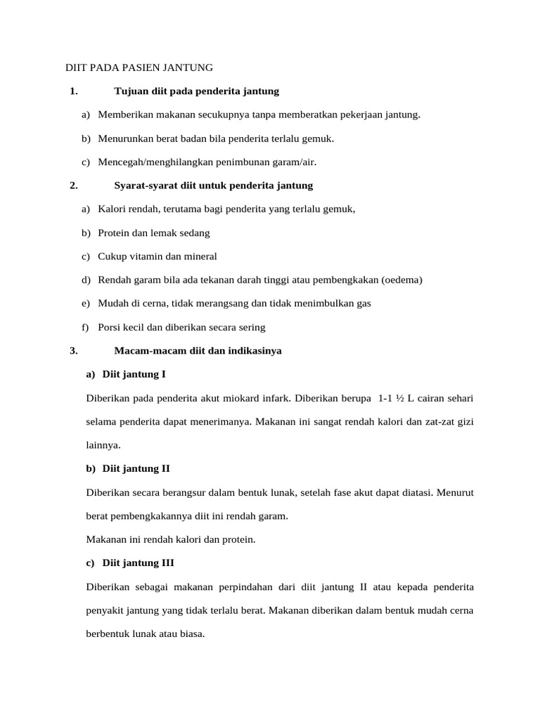 Diit Sehat untuk Pasien Jantung | PDF